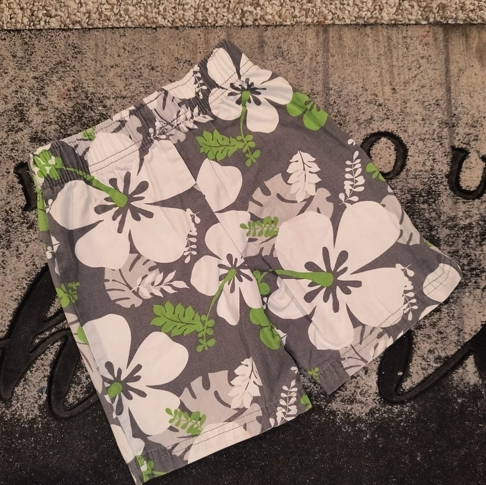 Carter's Toddler Boys Floral Print Shorts Casual Tropical Green Gray Size 3T